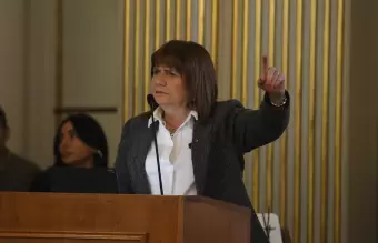 La candidata presidencial de Juntos por el Cambio, Patricia Bullrich, expuso en el evento del Grupo Libertad y Democracia.