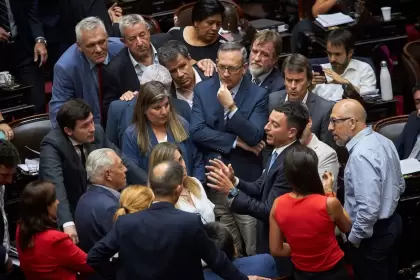 El radicalismo escuchando a Rodrigo de Loredo, su jefe de bloque en Diputados.